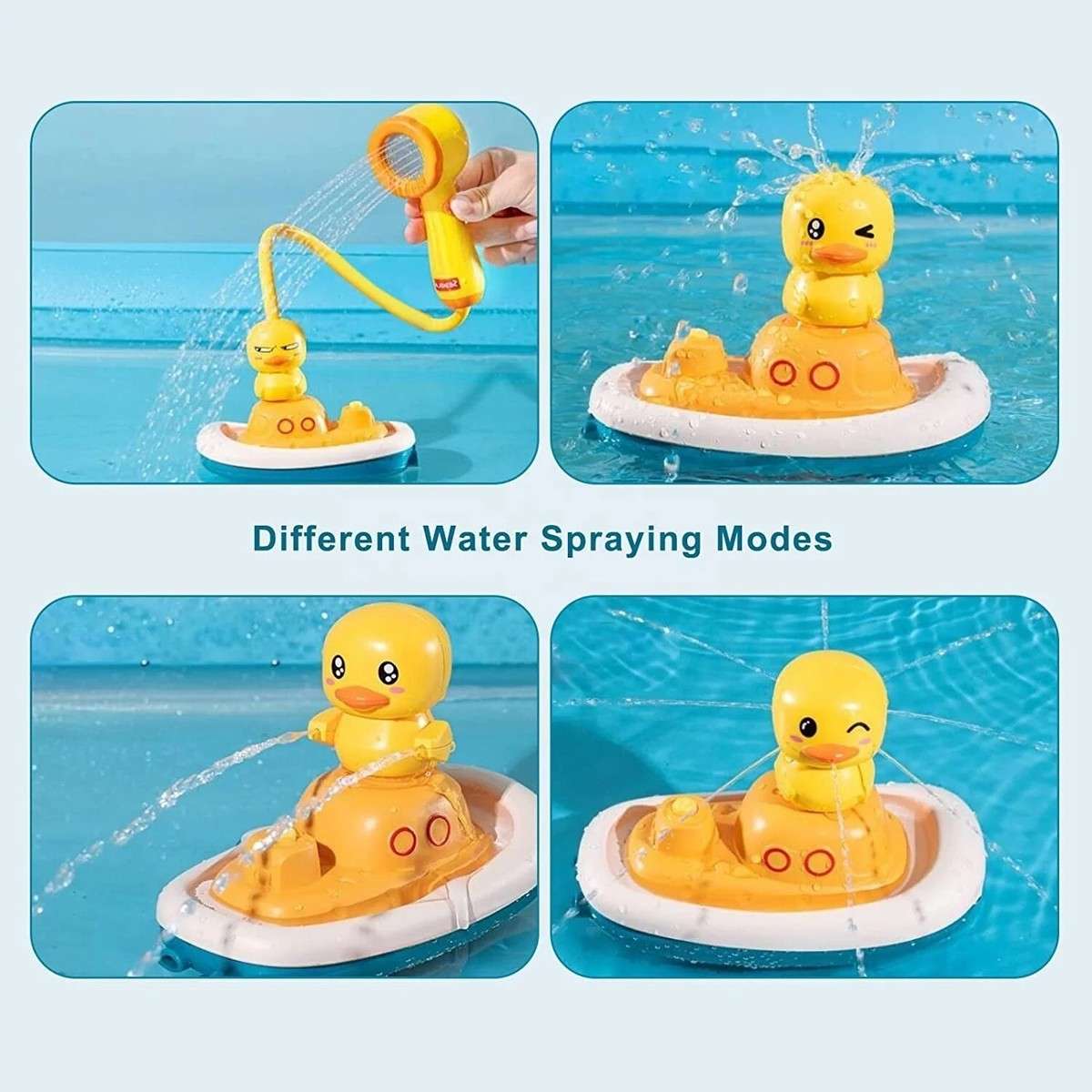 Yellow duck bath toy with water spraying feature